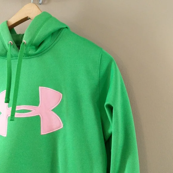EUC Under Armour Green and Pink hooded sweatshirt - Picture 5 of 11
